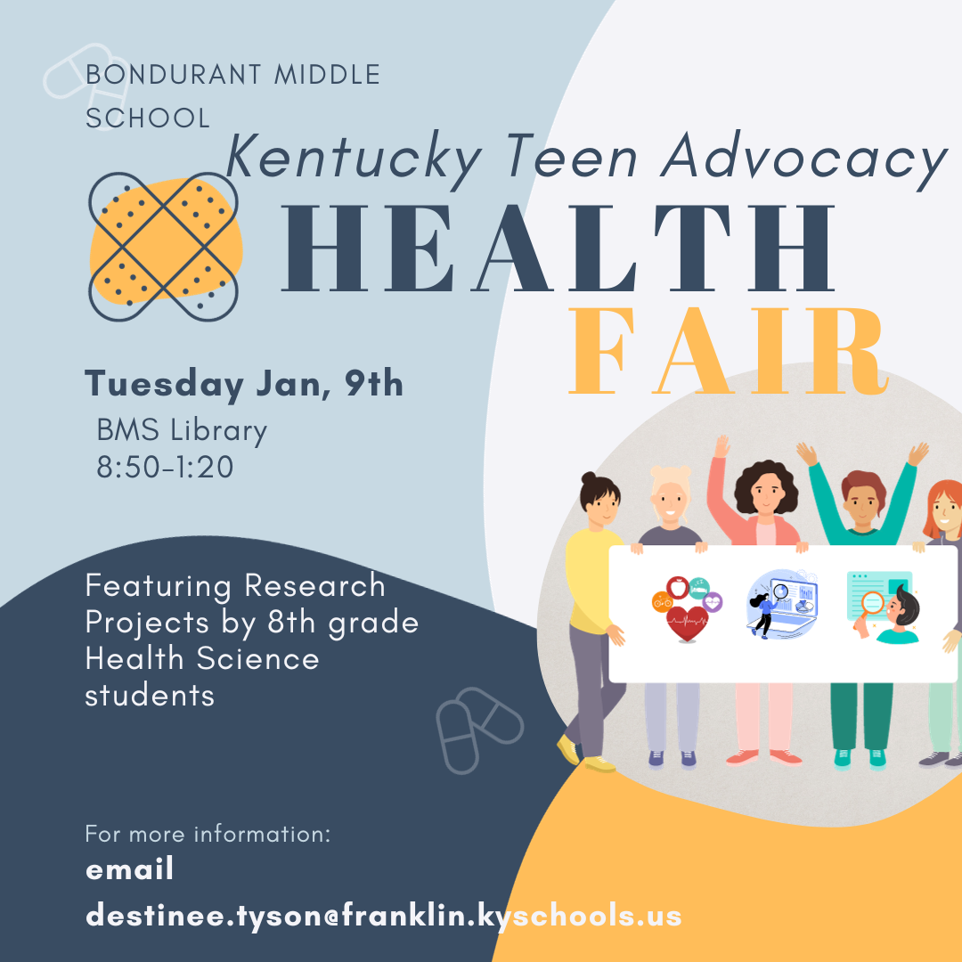 Bondurent Middle School Kentucky Teen Advocacy Health Fair Event Flyer