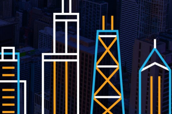 colorful graphic sketch of chicago skyline