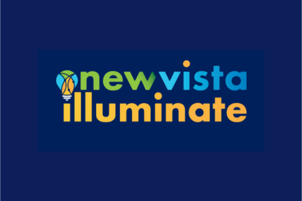 navy background with text: New Vista Illuminate