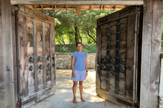 person in a doorway