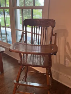vintage brown wooden high chair