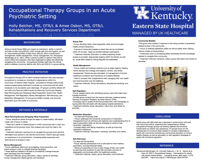 Occupational Therapy Sensory Programming in an Acute Psychiatric Hospital: Sensory Rooms and Sensory Cabinets Frances Howard, Aimee Osbon 