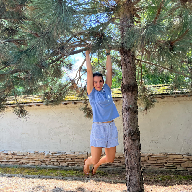 person hanging on a tree