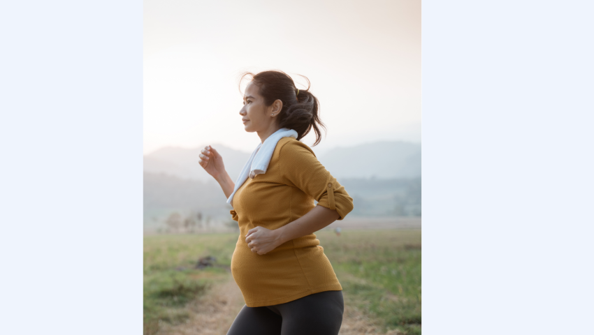 pregnant lady running