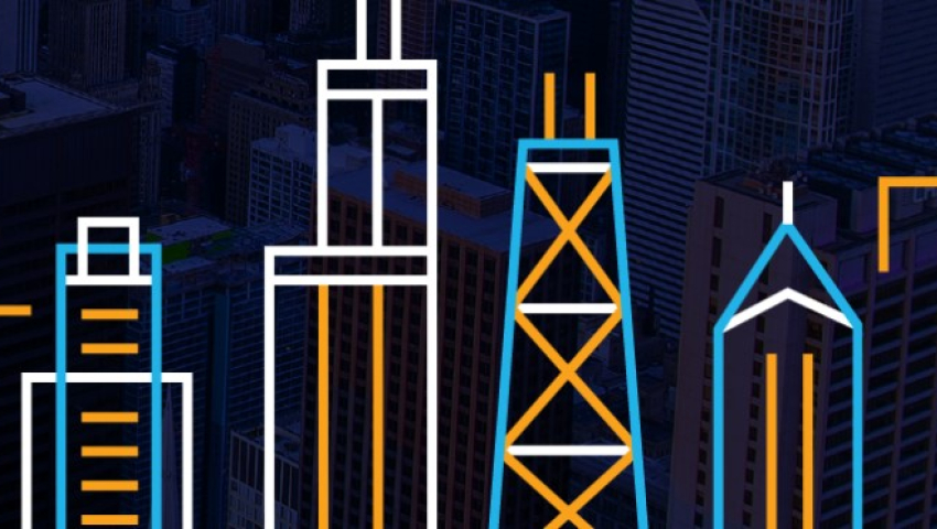 colorful graphic sketch of chicago skyline