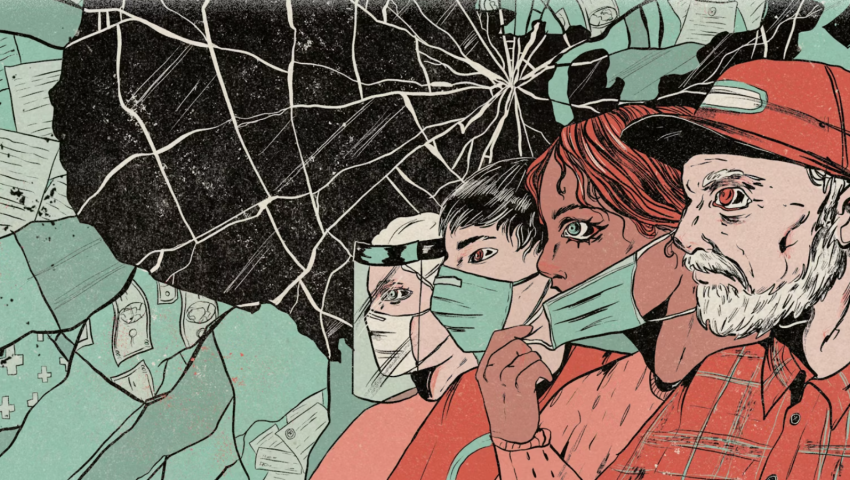 image of comic looking people in masks