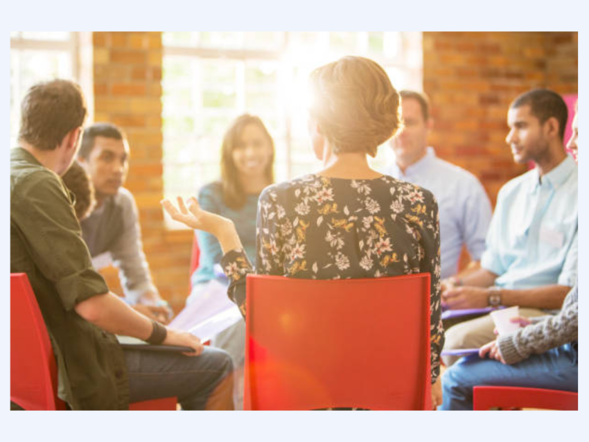 photo of occupational therapy patients in a talking circle
