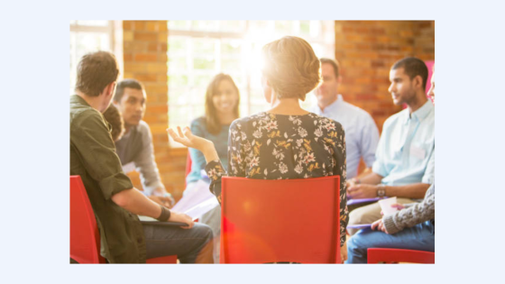 photo of occupational therapy patients in a talking circle