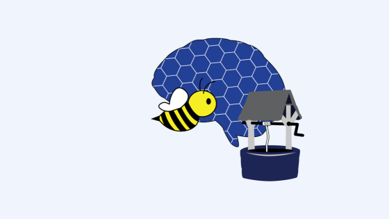 bh well logo bee hive and bee and well