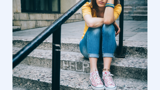 teen on stairs