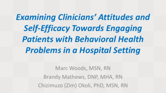 Examining Clinicians’ Attitudes and Self-Efficacy Towards Engaging Patients with Behavioral Health Problems in a Hospital Setting